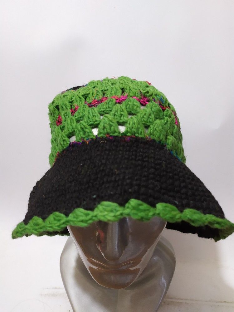 Other 🔥Unknown Black Green Bucket Hats Nice design Size ONE SIZE - 2 Thumbnail