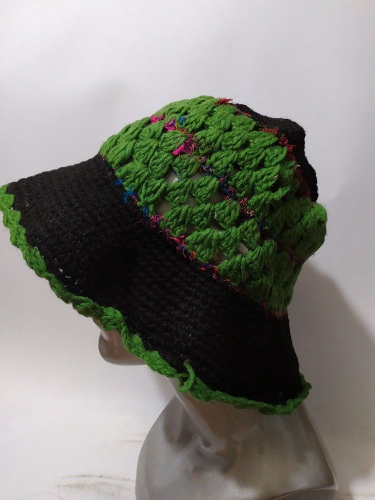 Other 🔥Unknown Black Green Bucket Hats Nice design Size ONE SIZE - 3 Thumbnail
