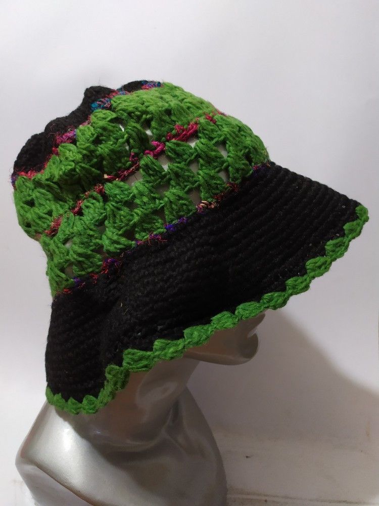 Other 🔥Unknown Black Green Bucket Hats Nice design Size ONE SIZE - 4 Thumbnail