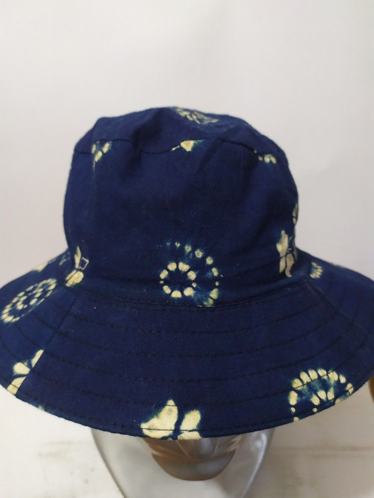 Indigo × Japanese Brand 🔥Japanese Reversible Bucket hats Indigo Floral designs Size ONE SIZE - 3 Thumbnail