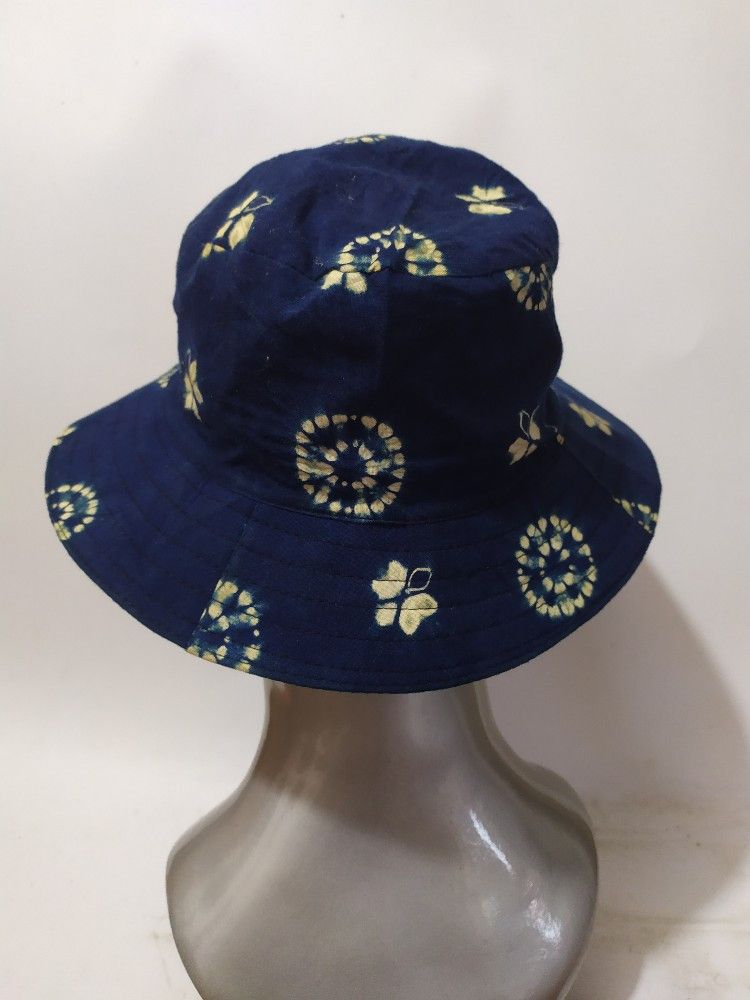 Indigo × Japanese Brand 🔥Japanese Reversible Bucket hats Indigo Floral designs Size ONE SIZE - 6 Thumbnail