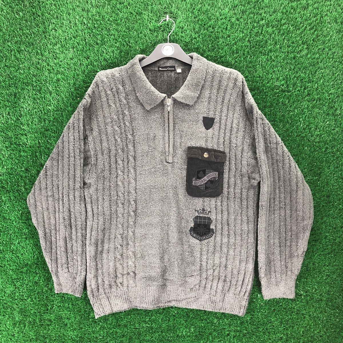 Japanese Brand Vintage 90's Knit Fleece Thrashed Polo Shirt Single Pocket Size US L / EU 52-54 / 3 - 1 Thumbnail