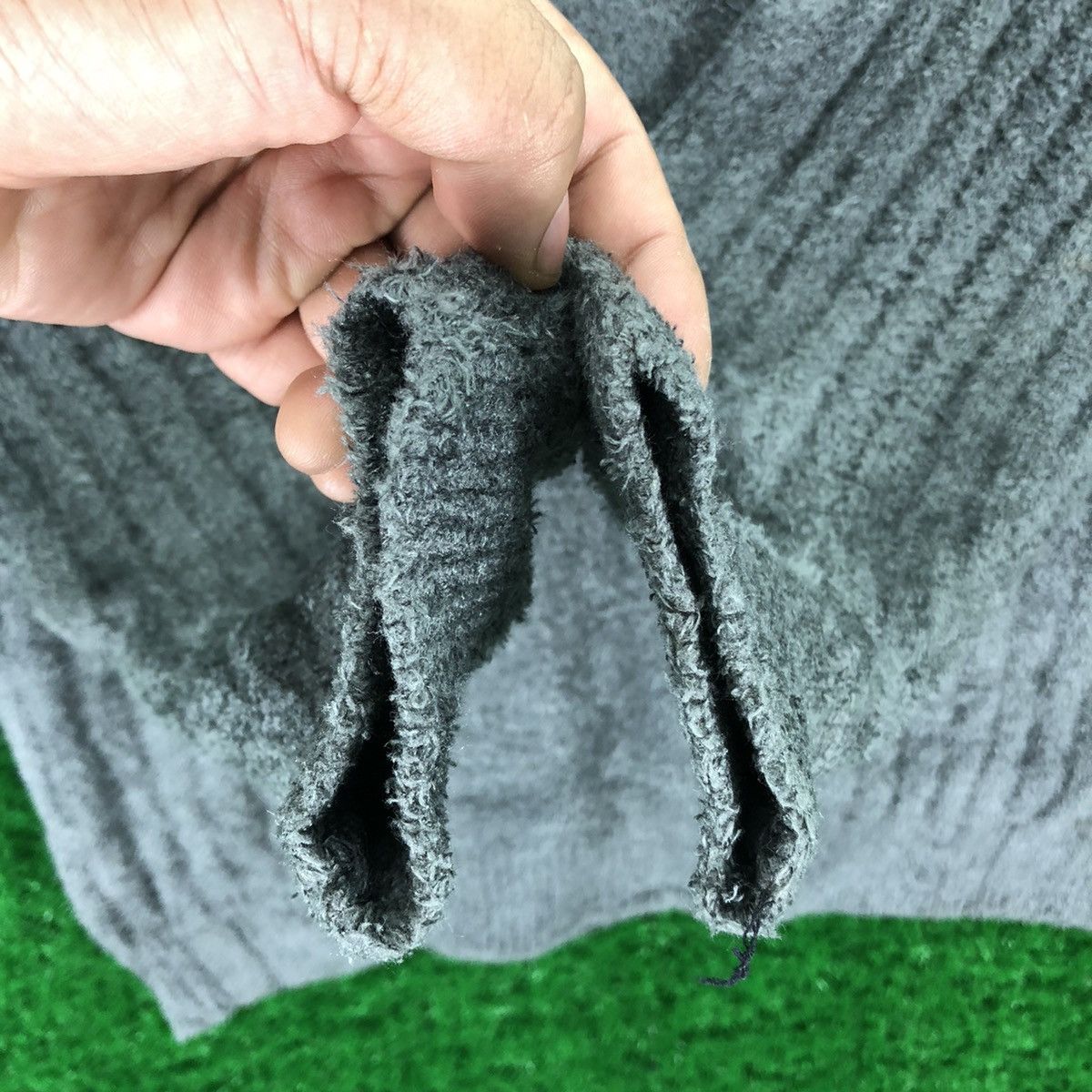 Japanese Brand Vintage 90's Knit Fleece Thrashed Polo Shirt Single Pocket Size US L / EU 52-54 / 3 - 7 Thumbnail