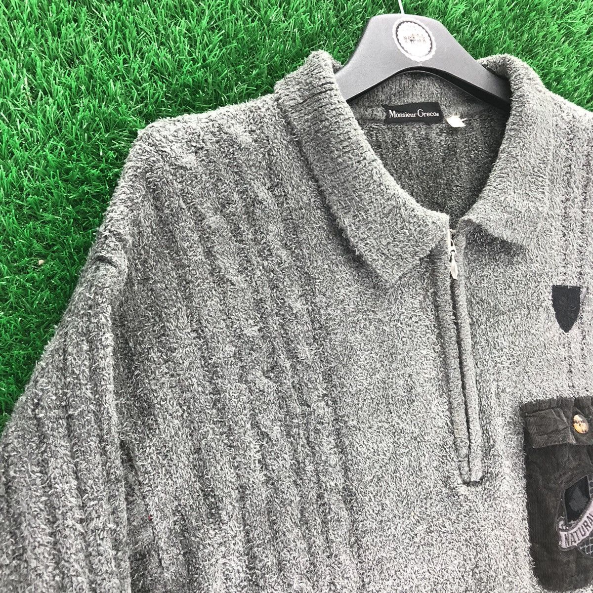 Japanese Brand Vintage 90's Knit Fleece Thrashed Polo Shirt Single Pocket Size US L / EU 52-54 / 3 - 2 Thumbnail