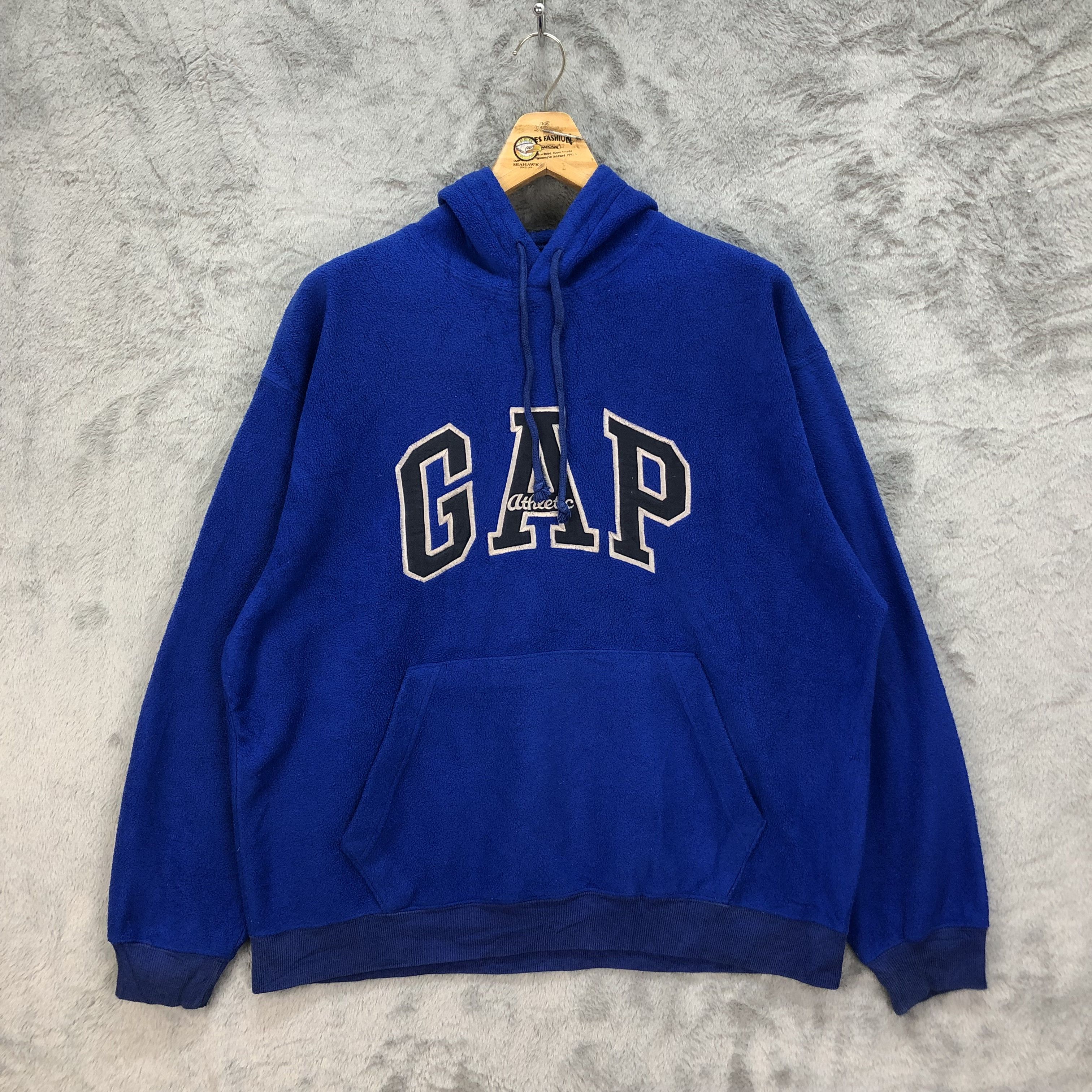 Gap GAP Big Spell Out Logo Pullover Blue Hoodie Fleece #4933-30 Size US M / EU 48-50 / 2 - 1 Thumbnail