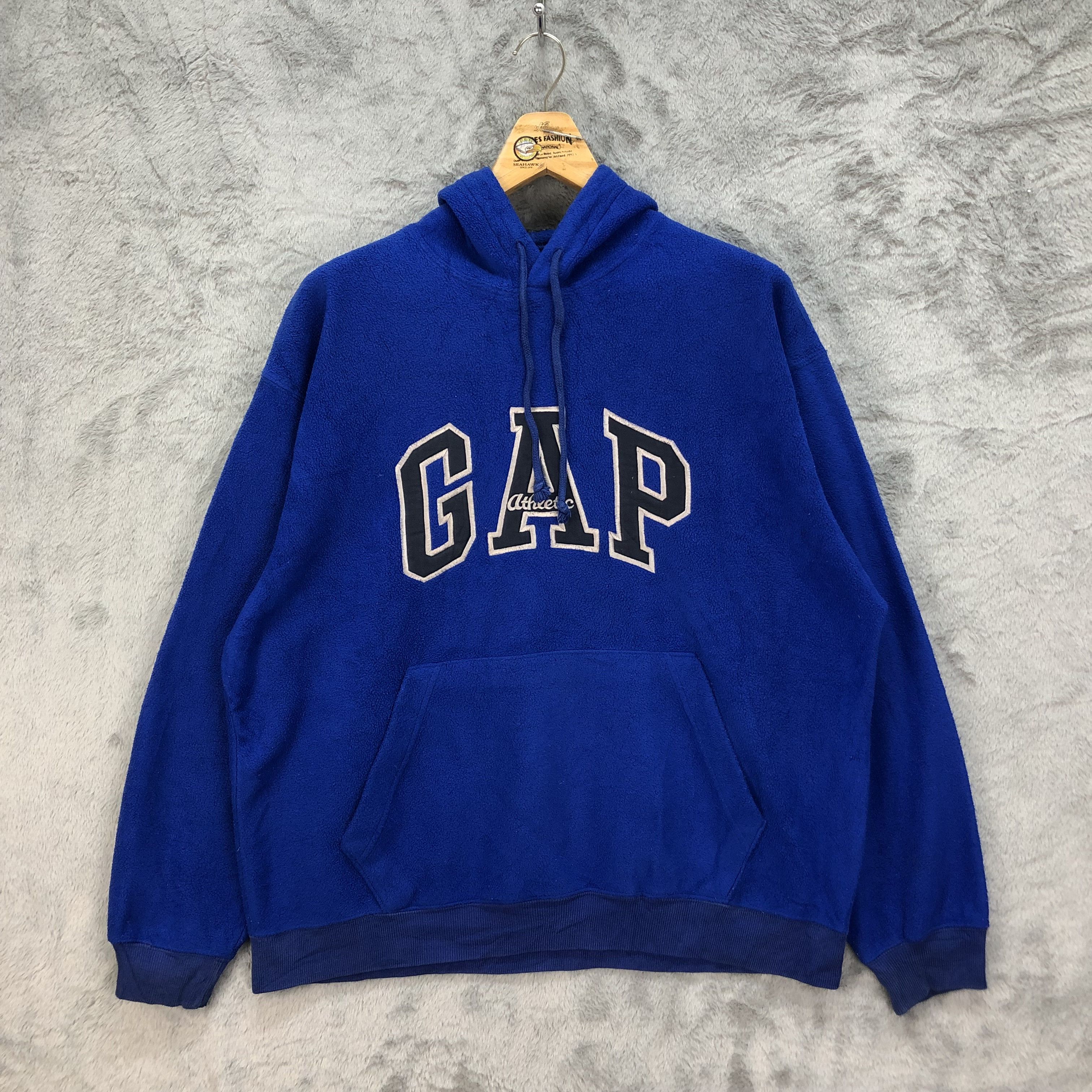 Vintage GAP Big Spell Out Logo Pullover Blue Fleece #4933-30 | Grailed