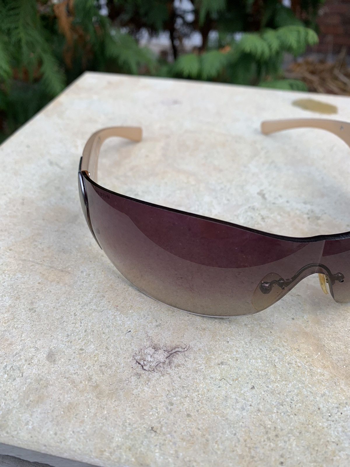 2000s Vintage Prada Flame Rimless Sunglasses Y2K SPR 58F