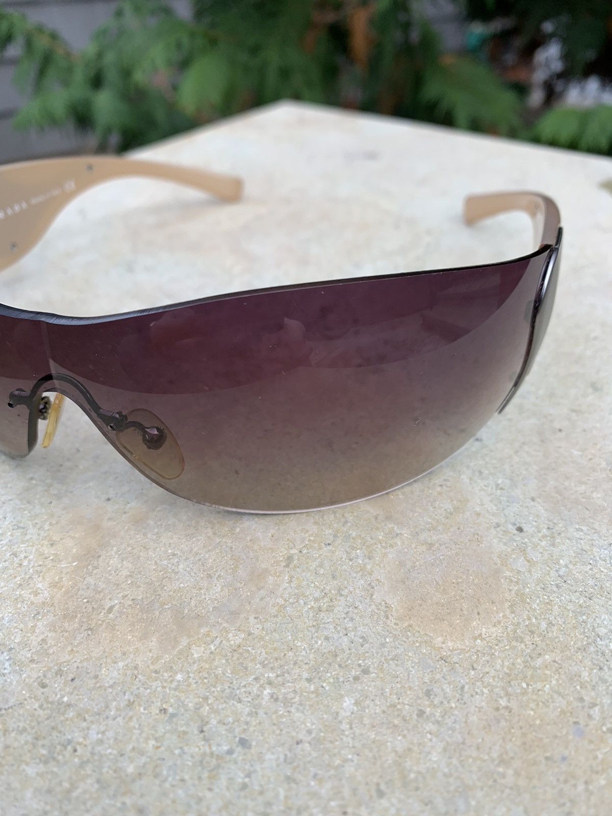 2000s Vintage Prada Flame Rimless Sunglasses Y2K SPR 58F