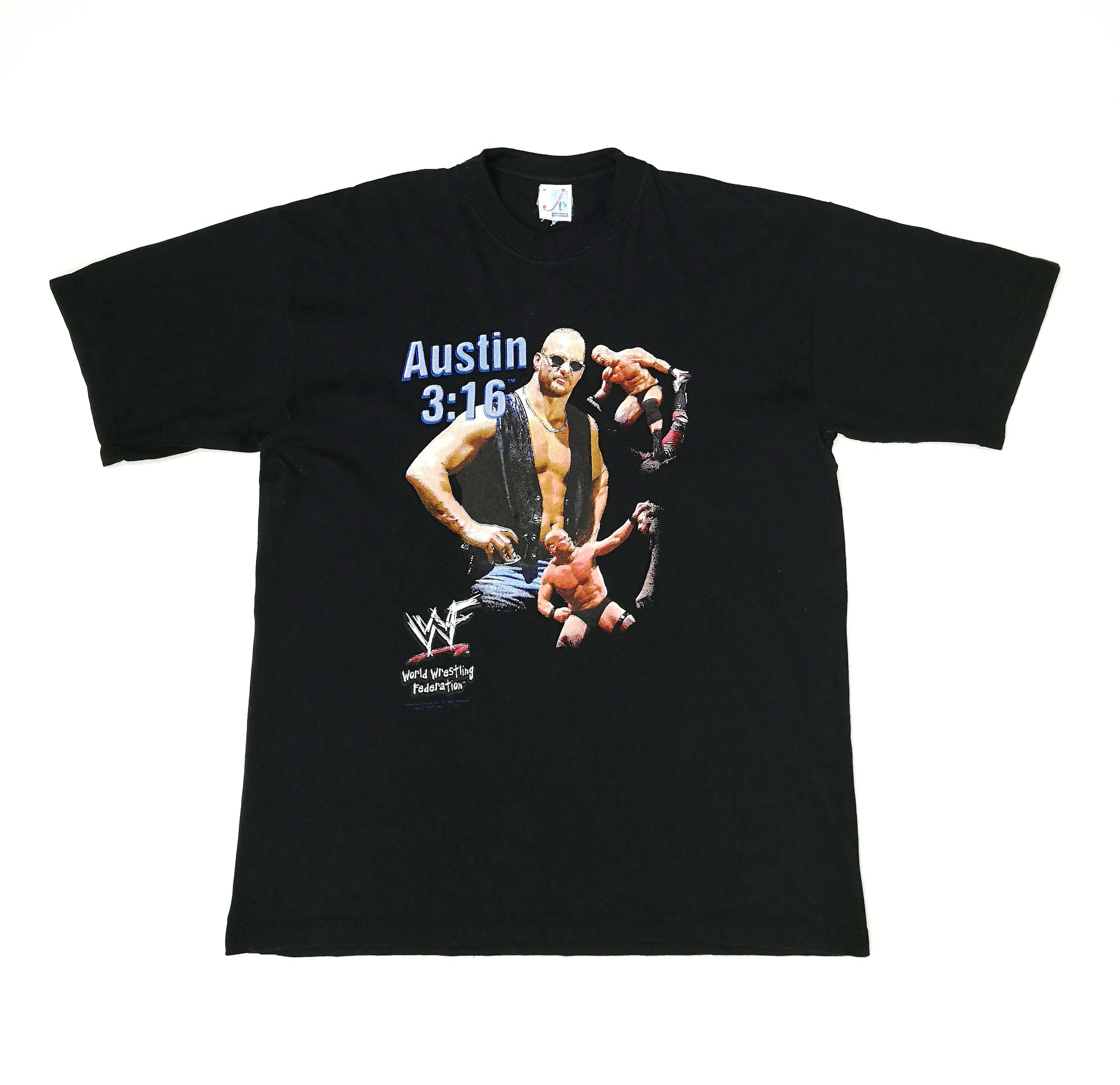 image of Vintage 1998 Stone Cold Steve Austin T-Shirt Wwf Wwe in Black, Men's (Size Medium)