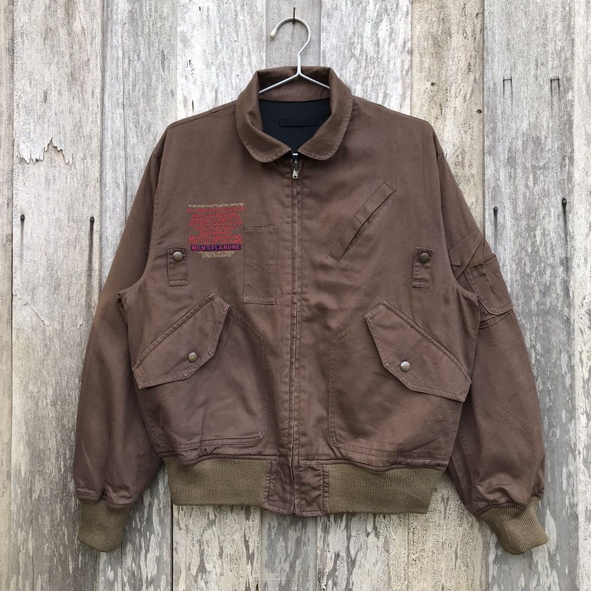 Vintage Men's Flandre Reversible Bomber Jacket Embroidery MENS　FLANDE