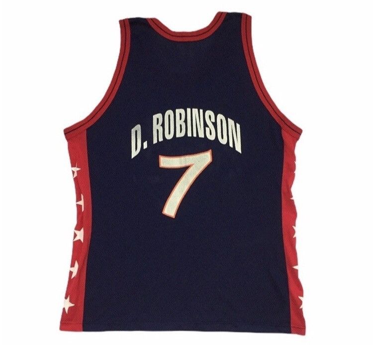 Sports Specialties VINTAGE 90s CHAMPION ALL STAR USA DAVID ROBINSON JERSEY Size US L / EU 52-54 / 3 - 9 Thumbnail