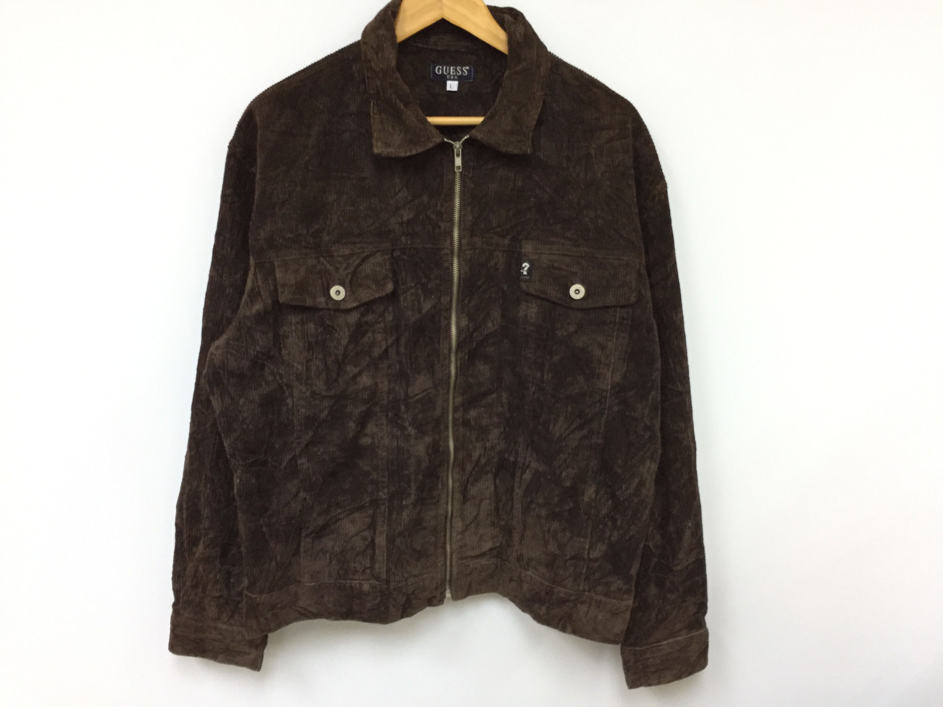 Guess × Vintage 90's GUESS Zipper Corduroy jacket Size US L / EU 52-54 / 3 - 2 Thumbnail