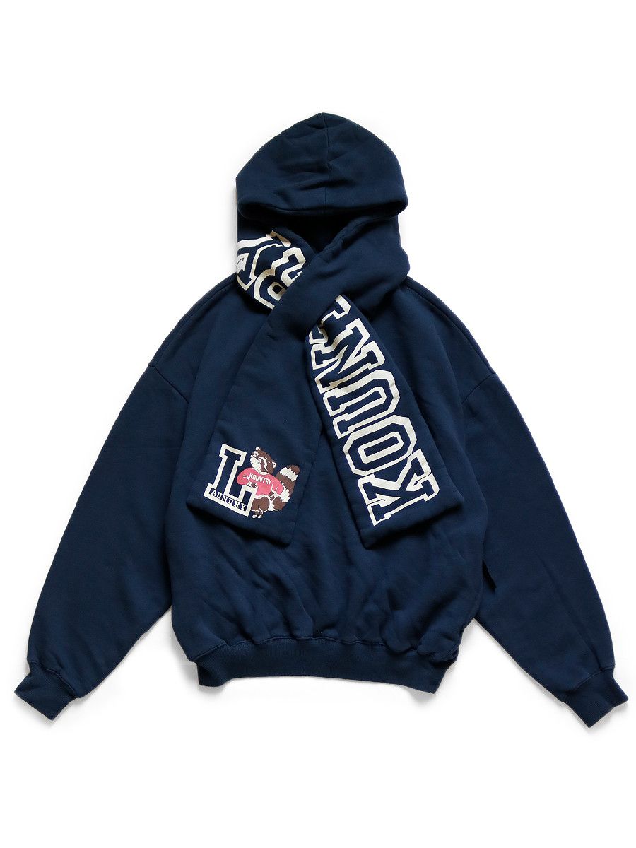 image of Kapital 30 Back Hair Brushed Back Kesa Kountry Hoodie in Navy Blue, Men's (Size Large)