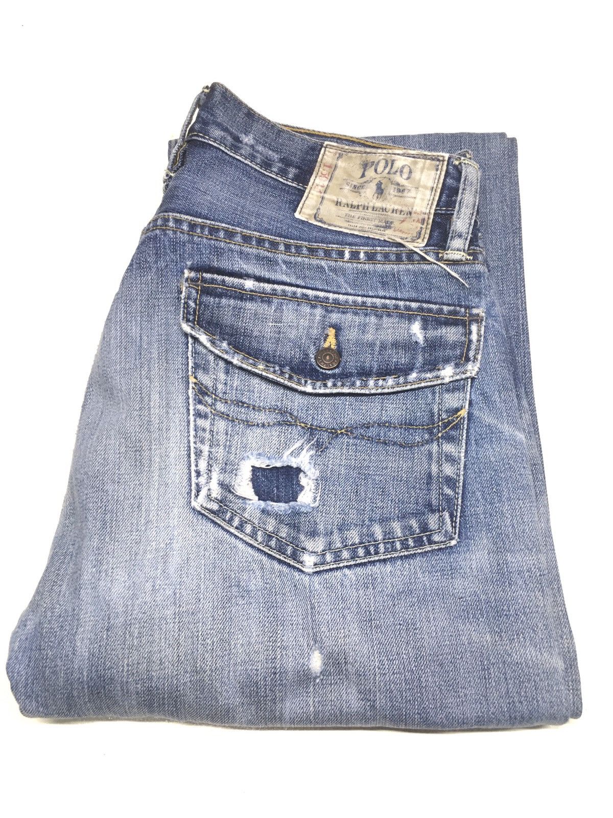 Polo Ralph Lauren vintage blue-wash distressed RL67 denim jeans Size US 30 / EU 46 - 1 Thumbnail