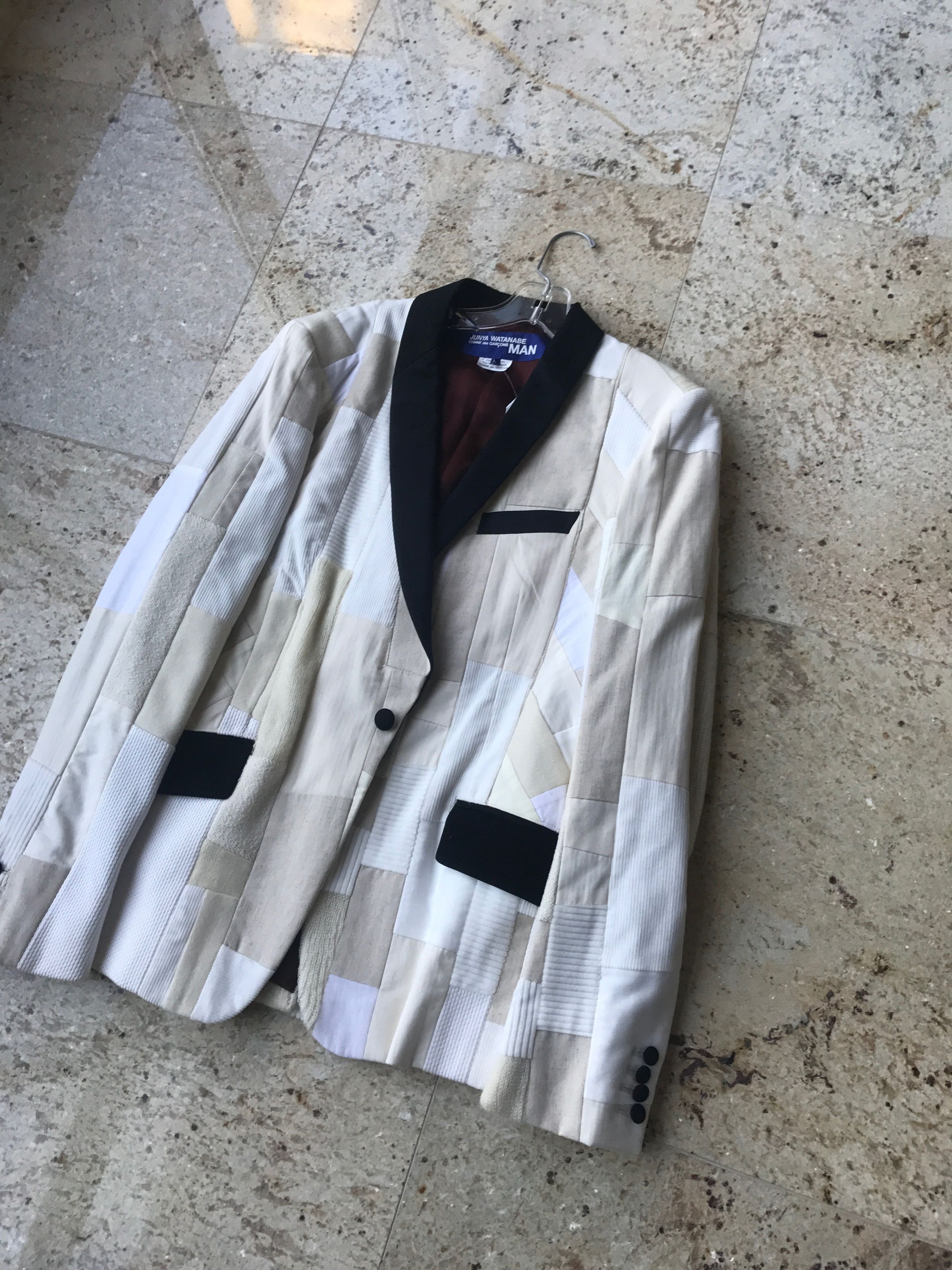 Junya Watanabe o1rshd1 Patchwork Ivory Knit Blazer Size 40R - 2 Thumbnail