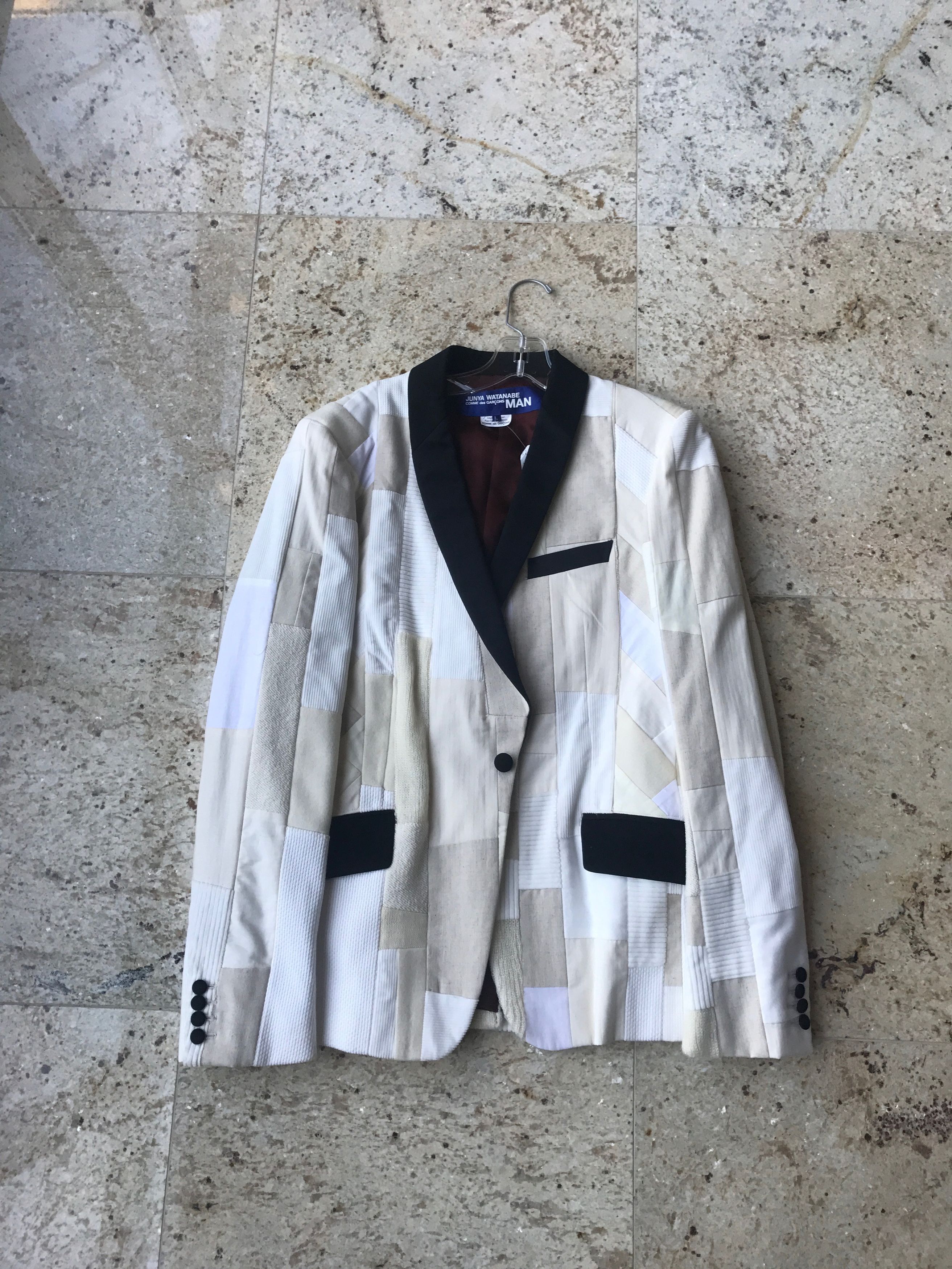 Junya Watanabe o1rshd1 Patchwork Ivory Knit Blazer Size 40R - 6 Thumbnail