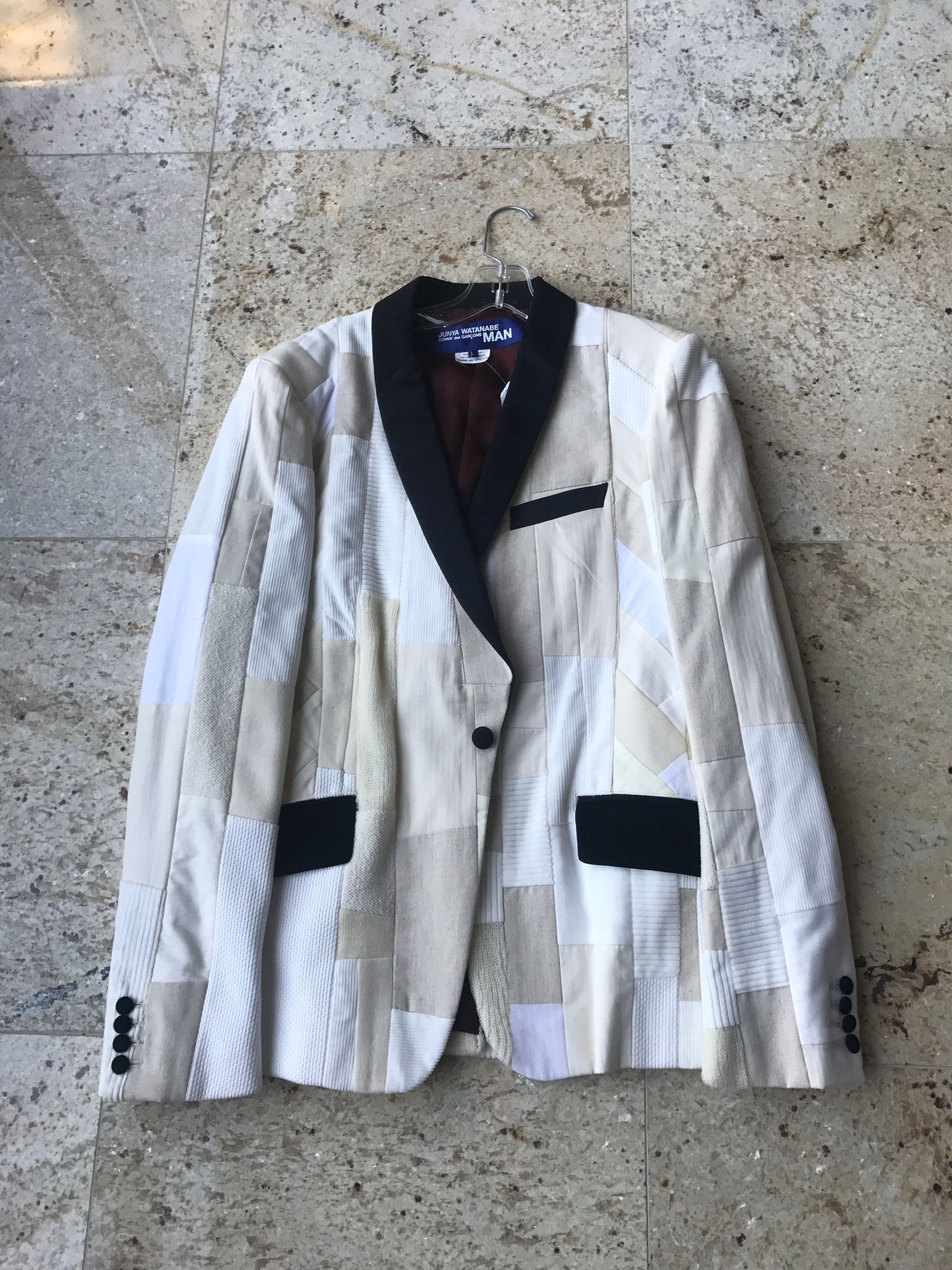 Junya Watanabe o1rshd1 Patchwork Ivory Knit Blazer Size 40R - 1 Thumbnail