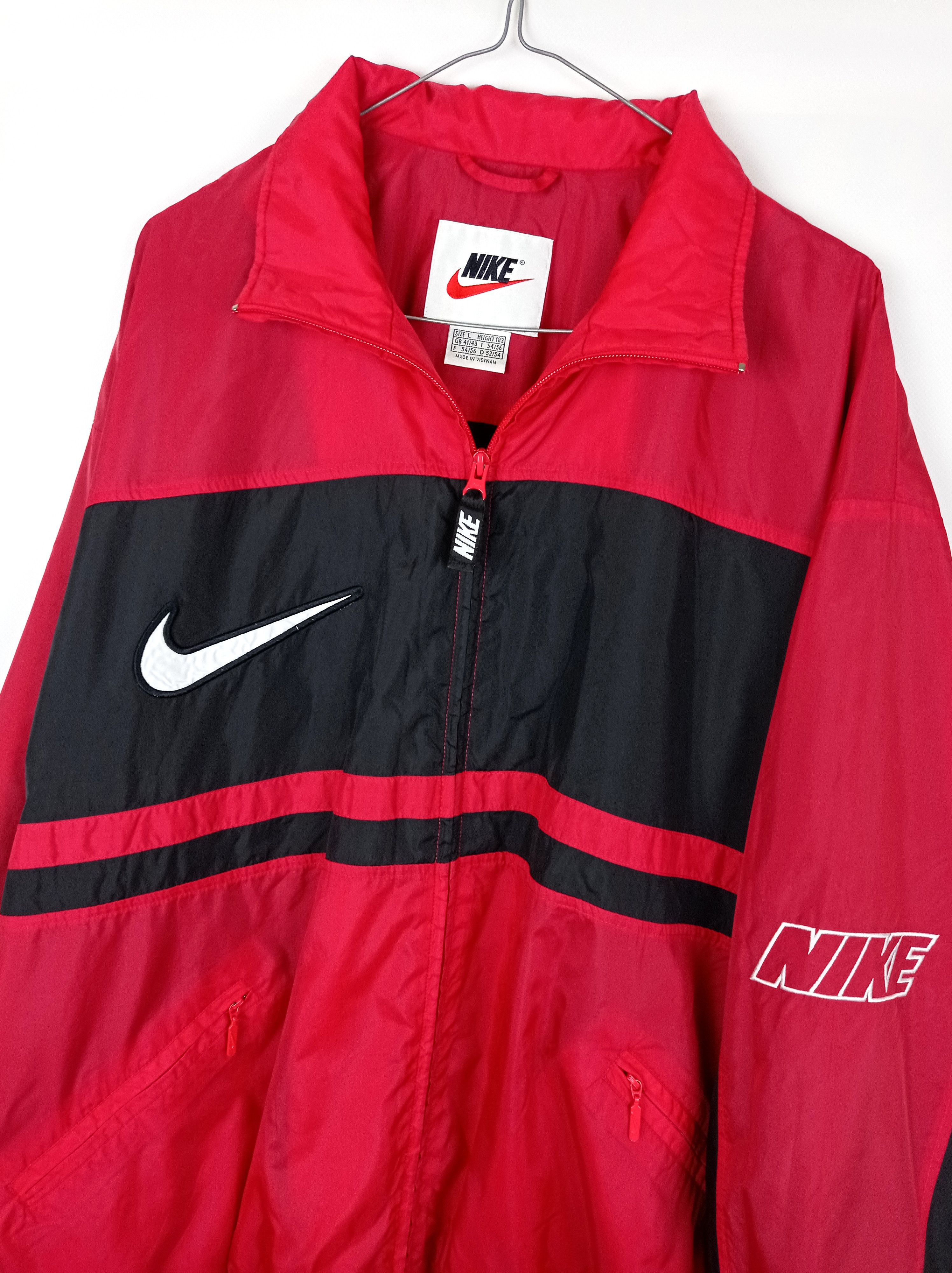 Nike 90s Vintage Nike Big Swoosh Logo Red Track Jacket Size US L / EU 52-54 / 3 - 2 Thumbnail
