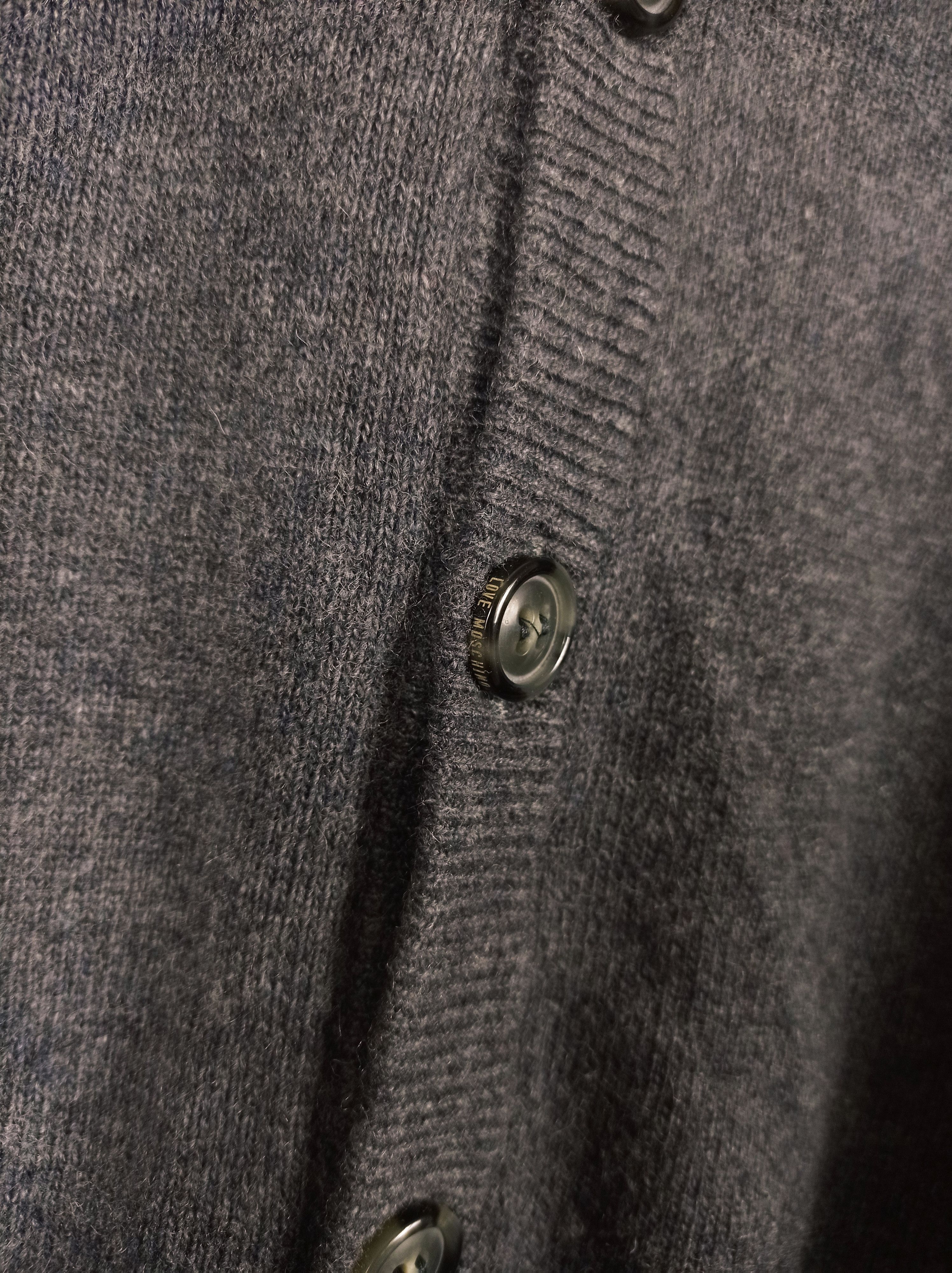 Moschino Moschino Lana Wool Two Toned Sleeves Logo Cardigan Size US L / EU 52-54 / 3 - 4 Thumbnail