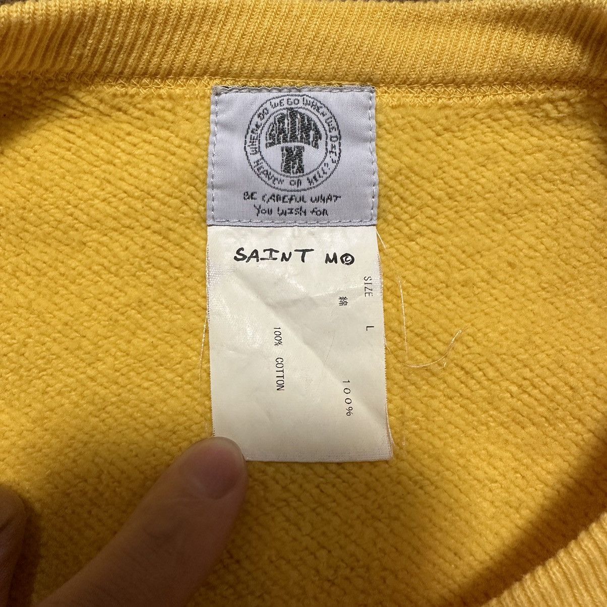Japanese Brand × READYMADE × Saint Michael Saint Michael Yellow Smile Sweatshirt Size US L / EU 52-54 / 3 - 5 Thumbnail