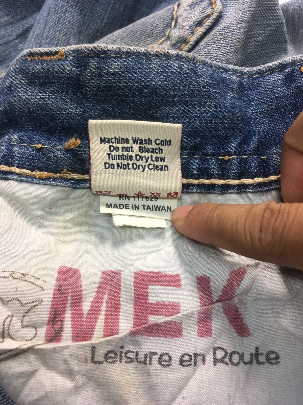 Japanese Brand × Vintage Vintage Mek leisure en roote distressed denim Size US 34 / EU 50 - 16 Thumbnail