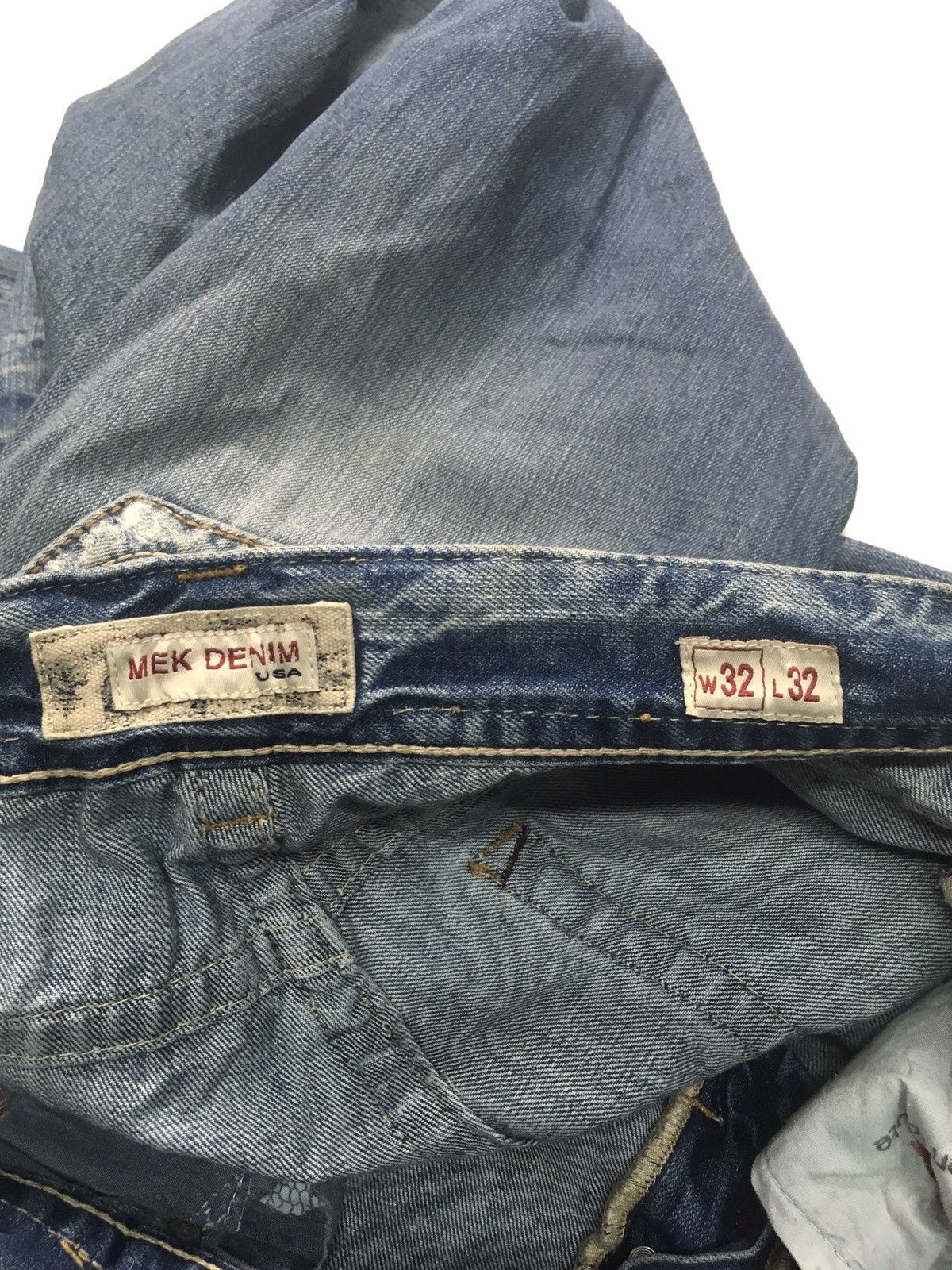 Japanese Brand × Vintage Vintage Mek leisure en roote distressed denim Size US 34 / EU 50 - 13 Thumbnail