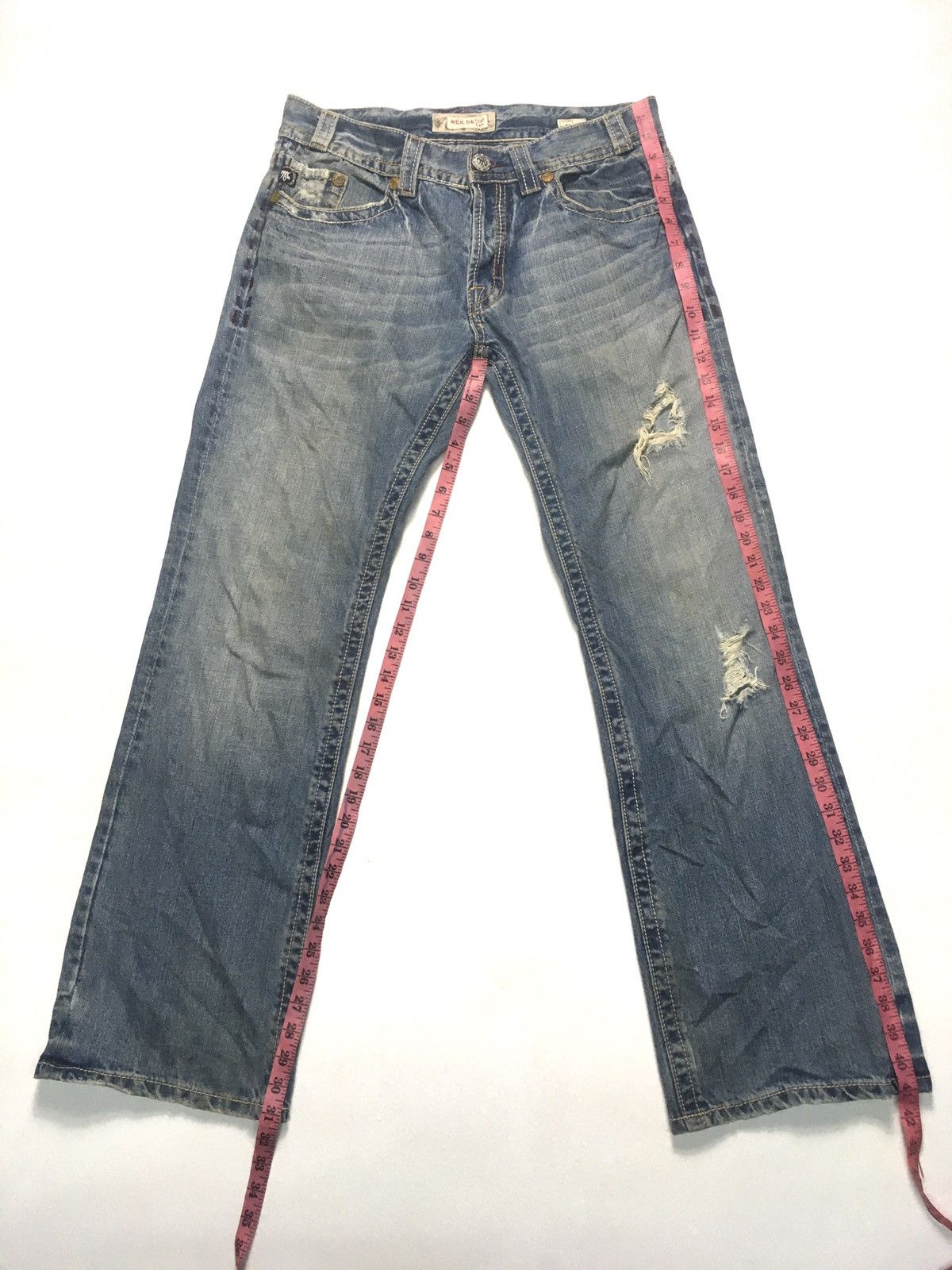 Japanese Brand × Vintage Vintage Mek leisure en roote distressed denim Size US 34 / EU 50 - 2 Thumbnail