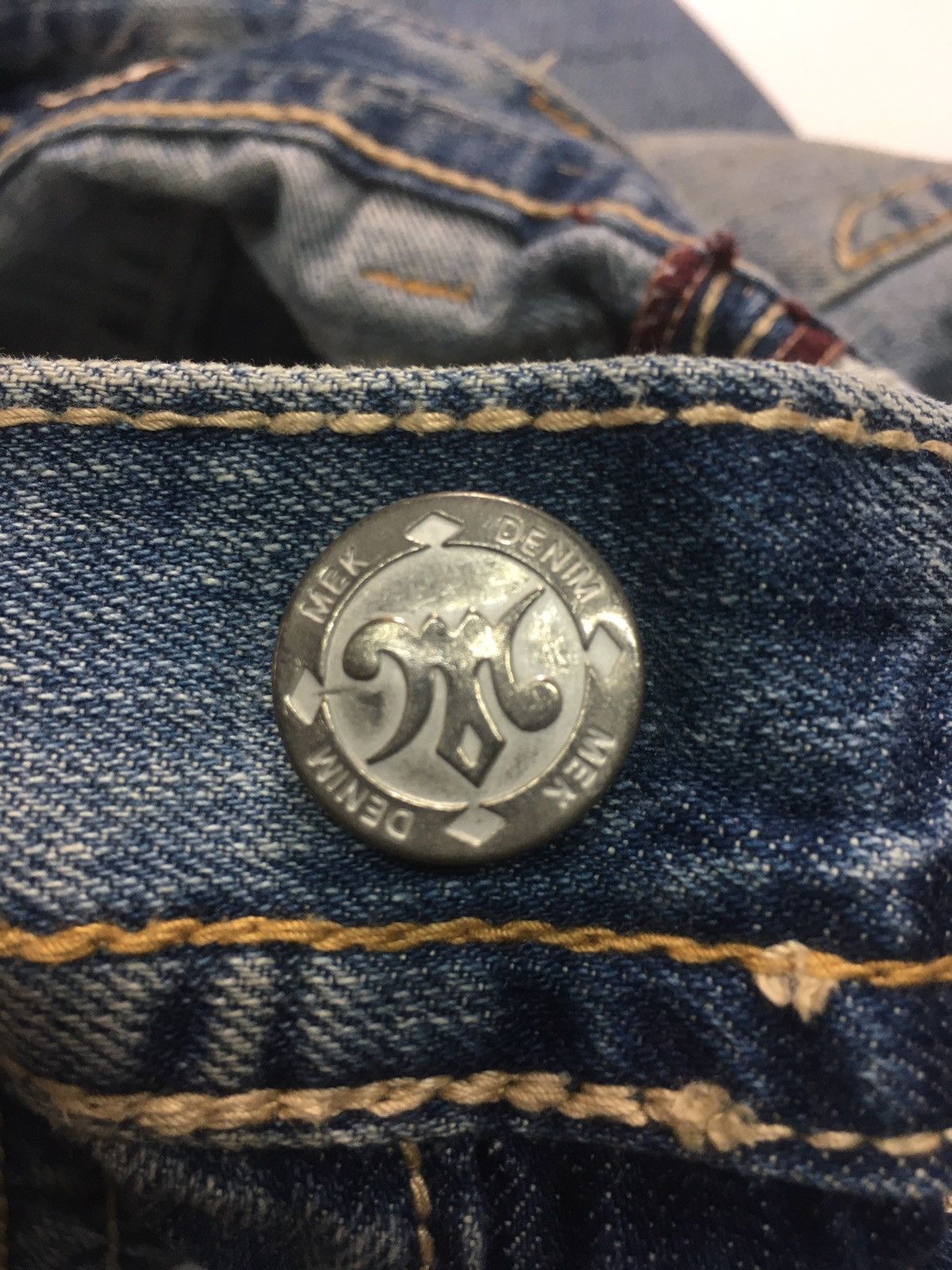 Japanese Brand × Vintage Vintage Mek leisure en roote distressed denim Size US 34 / EU 50 - 14 Thumbnail