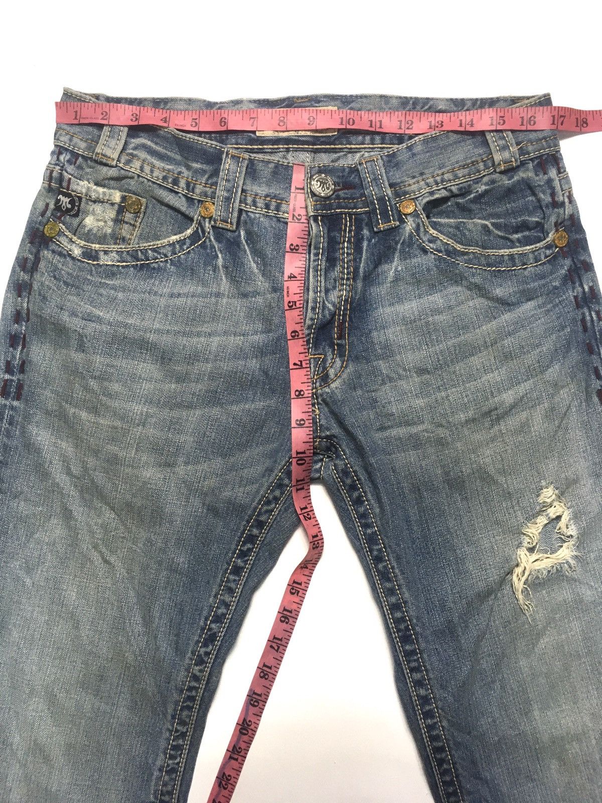 Japanese Brand × Vintage Vintage Mek leisure en roote distressed denim Size US 34 / EU 50 - 3 Thumbnail