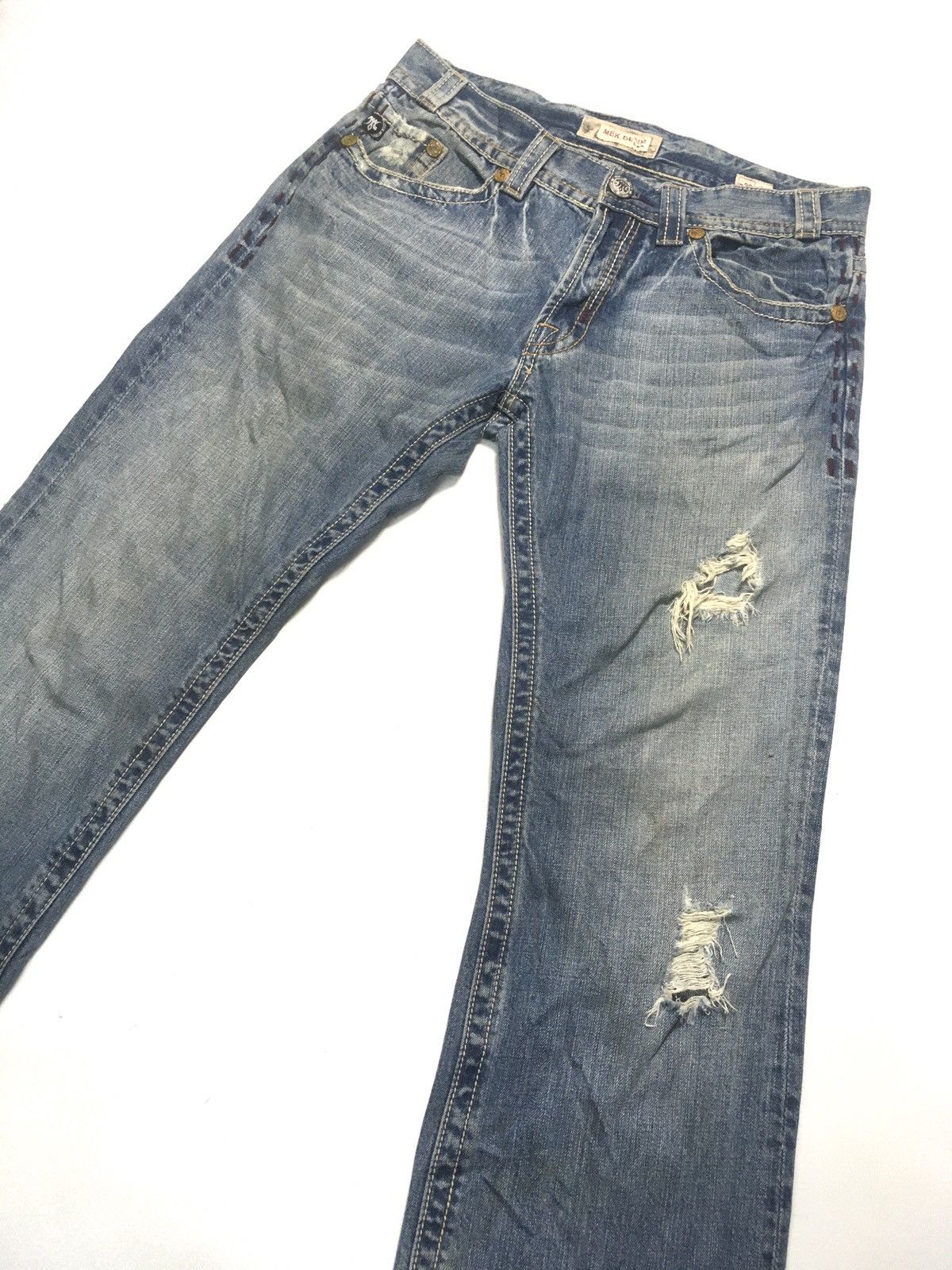Japanese Brand × Vintage Vintage Mek leisure en roote distressed denim Size US 34 / EU 50 - 6 Thumbnail
