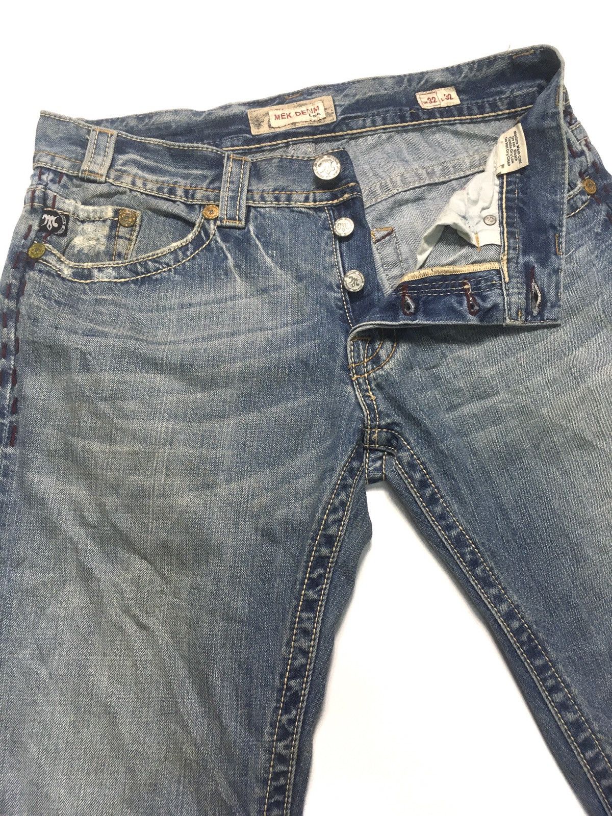 Japanese Brand × Vintage Vintage Mek leisure en roote distressed denim Size US 34 / EU 50 - 9 Thumbnail