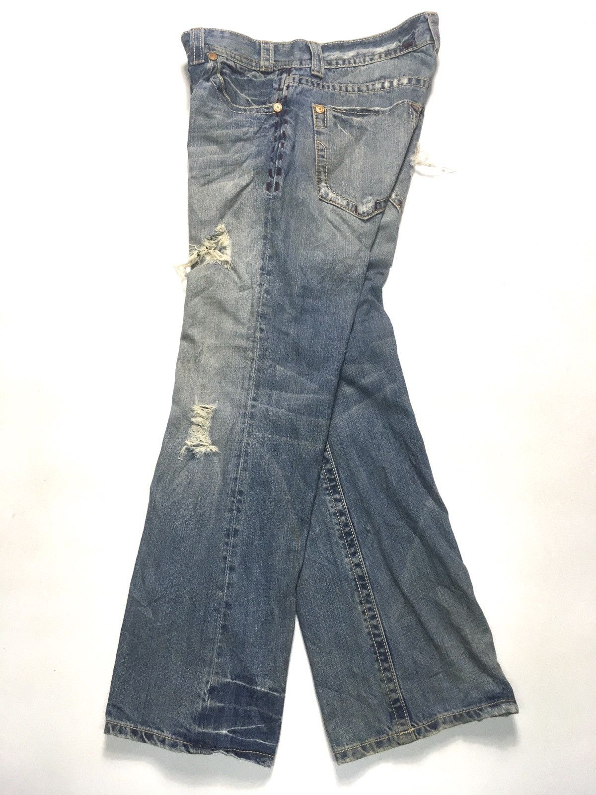 Japanese Brand × Vintage Vintage Mek leisure en roote distressed denim Size US 34 / EU 50 - 8 Thumbnail