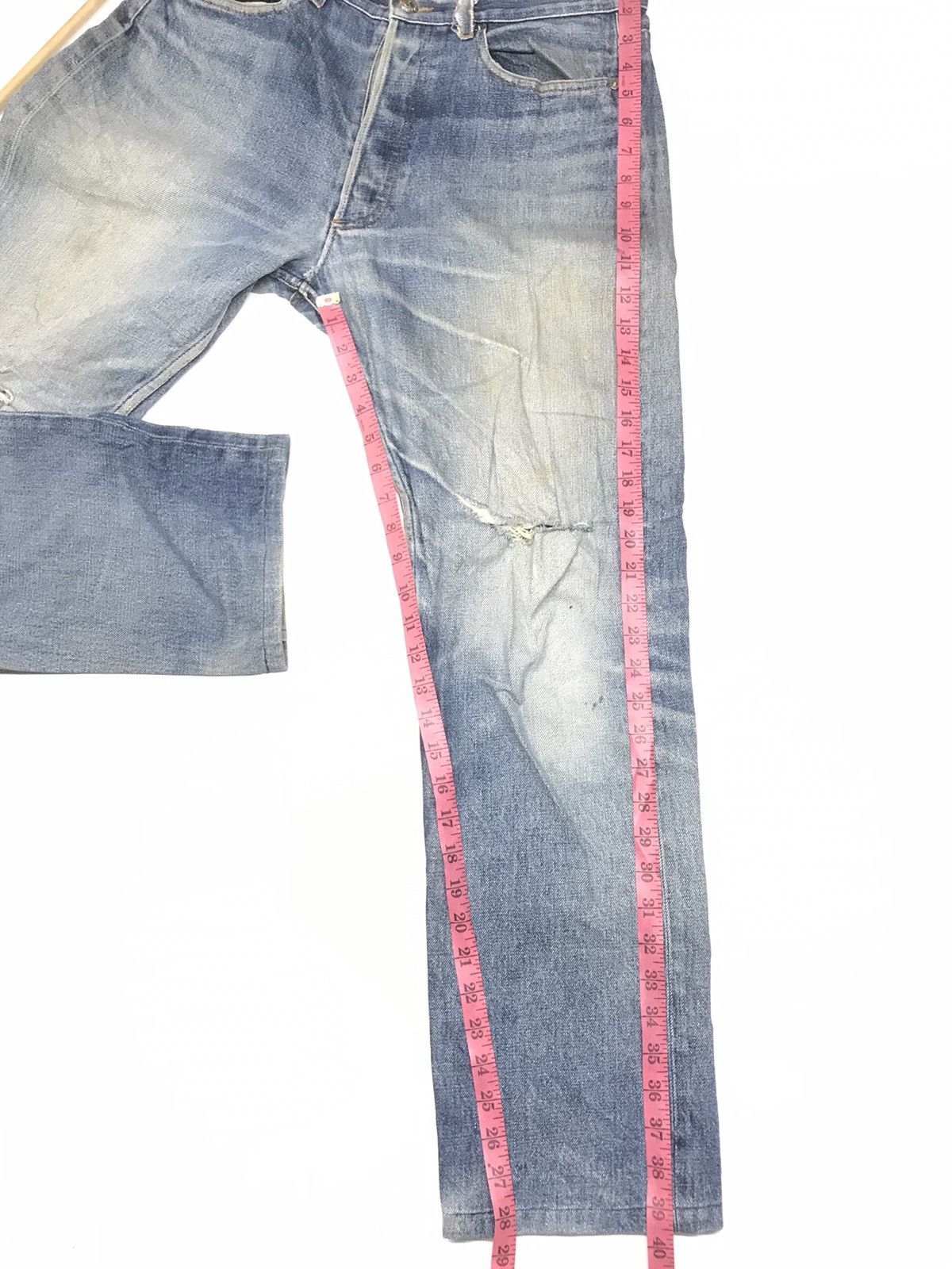 A.P.C. × Vintage VINTAGE SELVAGE A.P.C BLUE WASH DISTRESSED DENIM Size US 32 / EU 48 - 19 Thumbnail