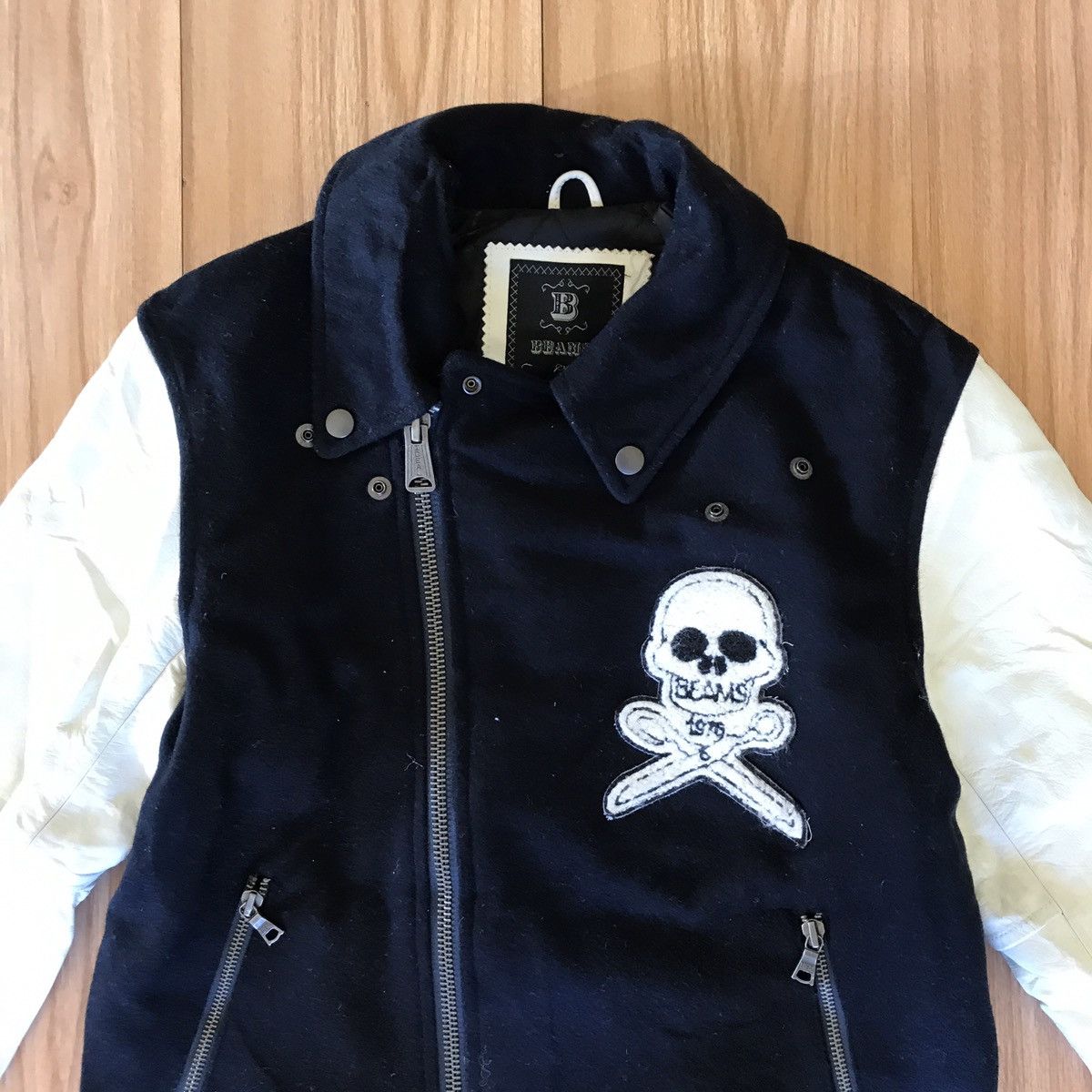 Beams Plus 🔥BEAMS ASYMMETRIC SKULL SKELETON VARSITY BOMBER JACKET Size US S / EU 44-46 / 1 - 7 Thumbnail