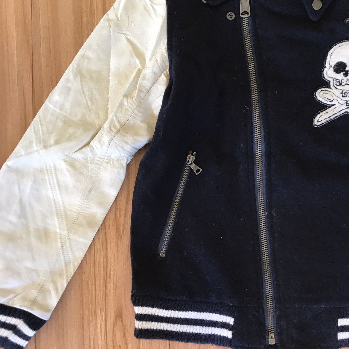 Beams Plus 🔥BEAMS ASYMMETRIC SKULL SKELETON VARSITY BOMBER JACKET Size US S / EU 44-46 / 1 - 5 Thumbnail