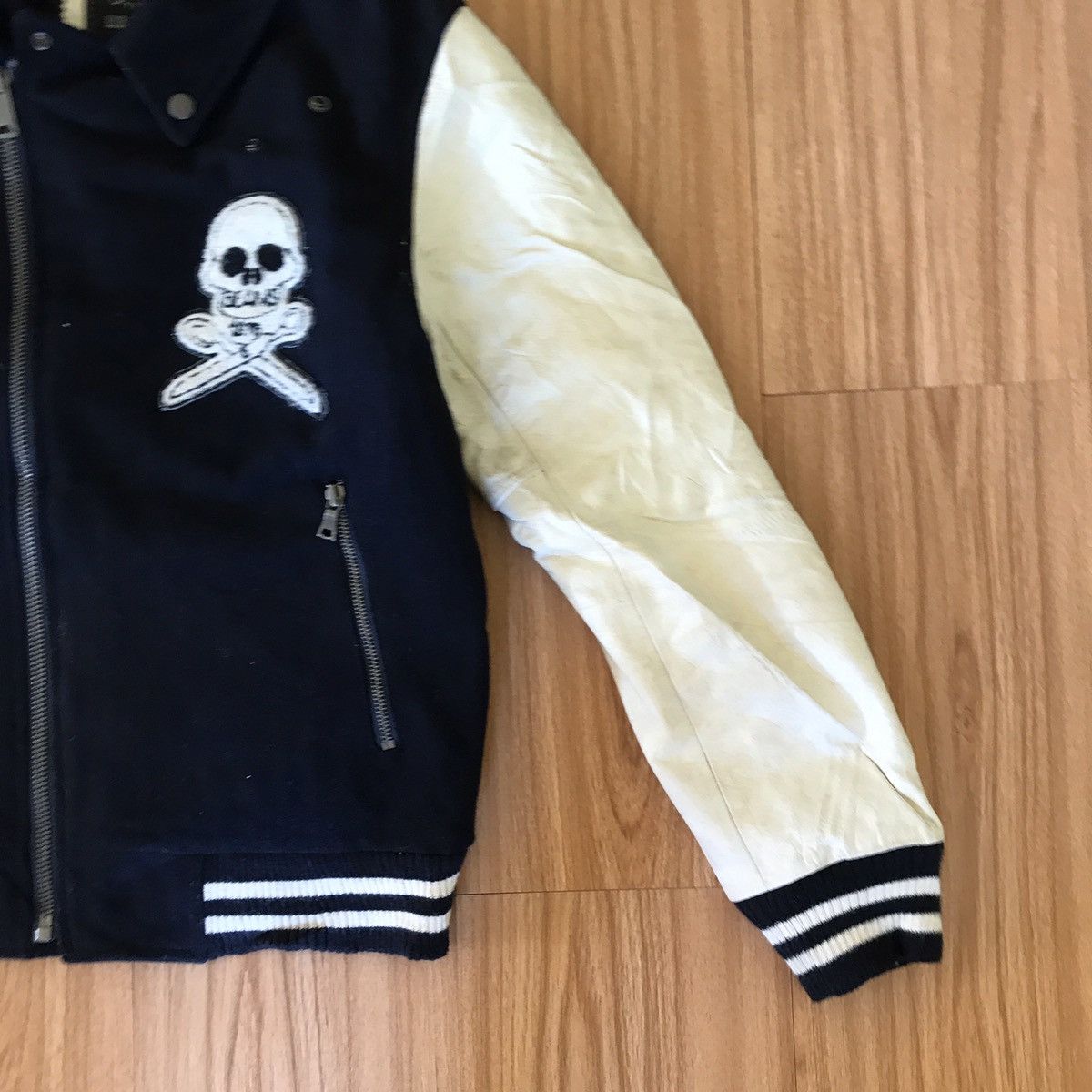 Beams Plus 🔥BEAMS ASYMMETRIC SKULL SKELETON VARSITY BOMBER JACKET Size US S / EU 44-46 / 1 - 6 Thumbnail