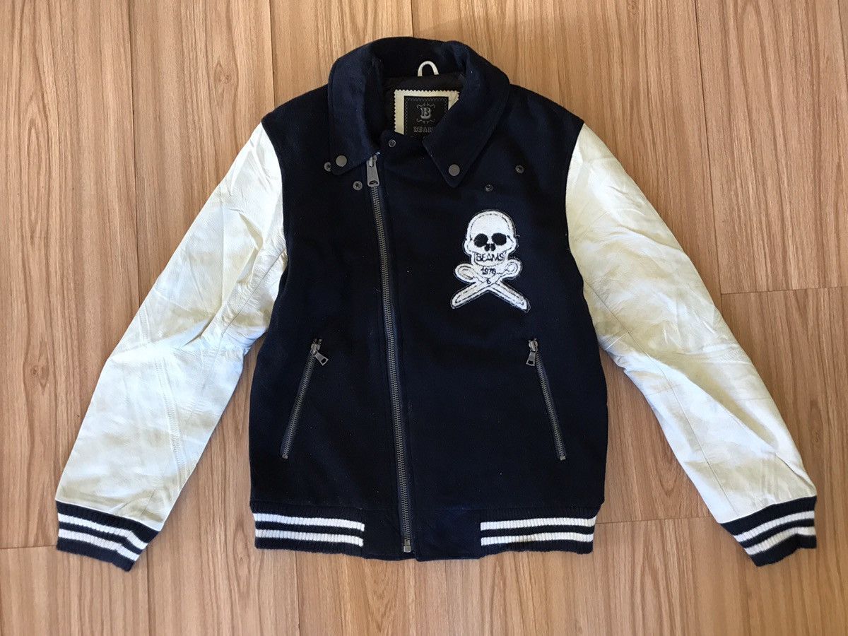 Beams Plus 🔥BEAMS ASYMMETRIC SKULL SKELETON VARSITY BOMBER JACKET Size US S / EU 44-46 / 1 - 3 Thumbnail