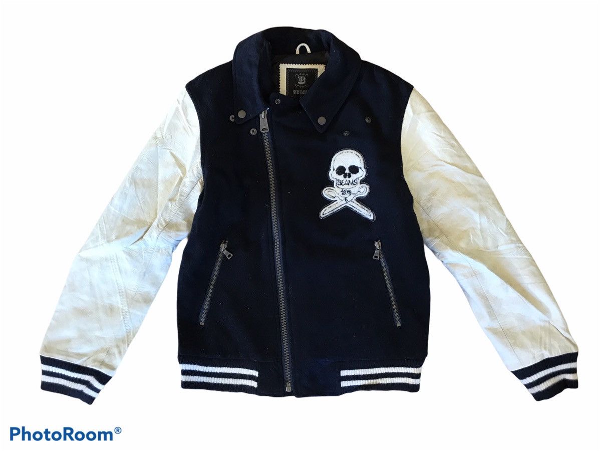 Beams Plus 🔥BEAMS ASYMMETRIC SKULL SKELETON VARSITY BOMBER JACKET Size US S / EU 44-46 / 1 - 1 Thumbnail