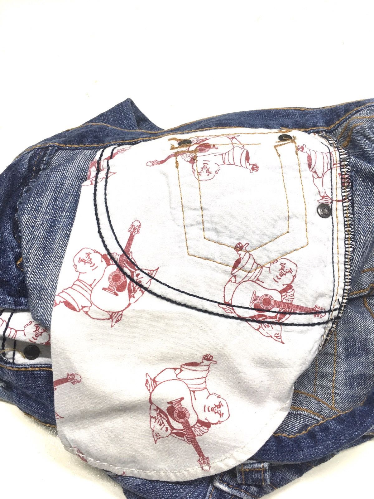 True Religion × Vintage TR Flare leather trim arcuate backpocket distresed denim Size US 29 - 13 Thumbnail