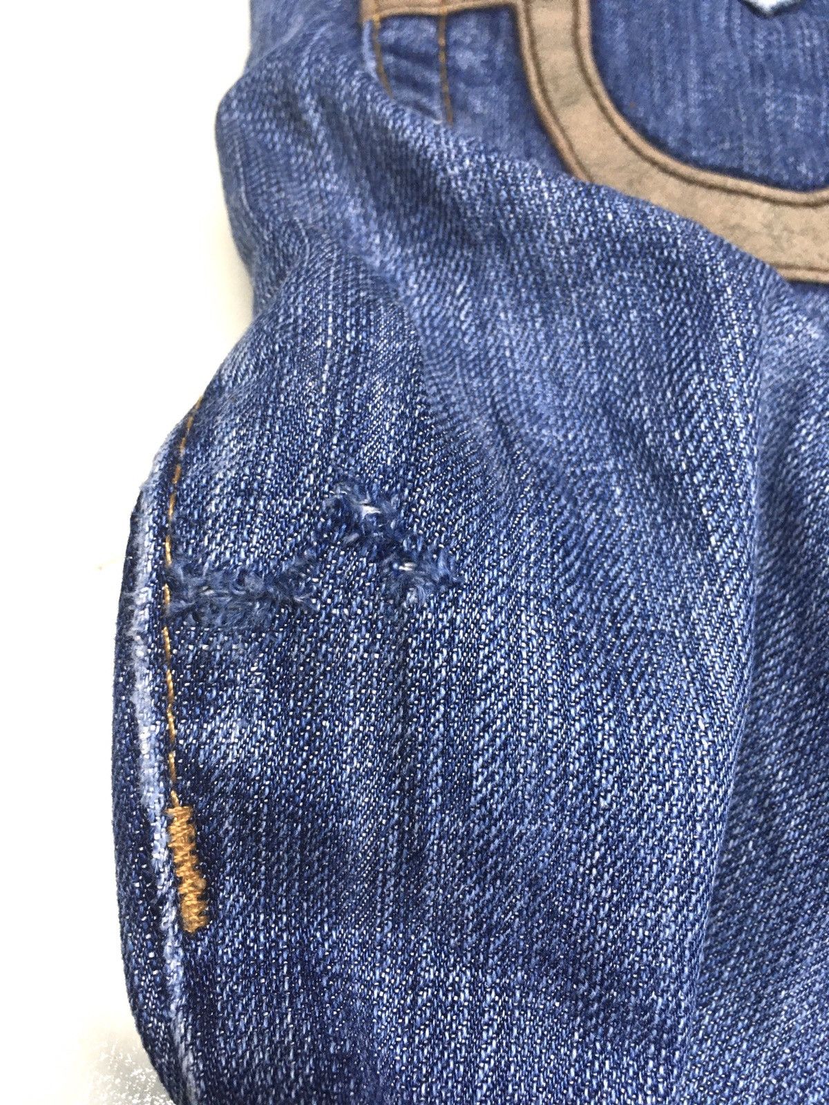 True Religion × Vintage TR Flare leather trim arcuate backpocket distresed denim Size US 29 - 12 Thumbnail