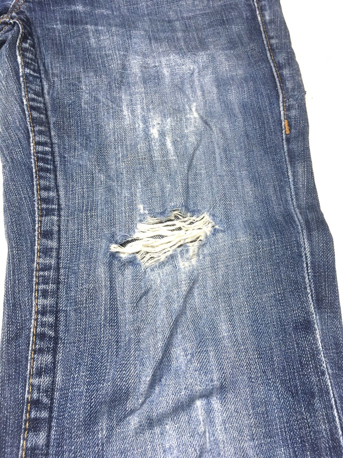 True Religion × Vintage TR Flare leather trim arcuate backpocket distresed denim Size US 29 - 10 Thumbnail