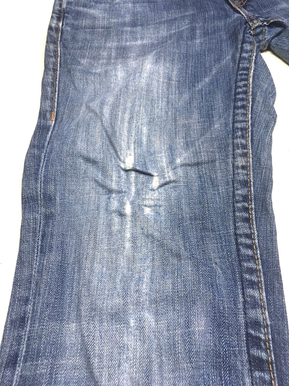 True Religion × Vintage TR Flare leather trim arcuate backpocket distresed denim Size US 29 - 9 Thumbnail