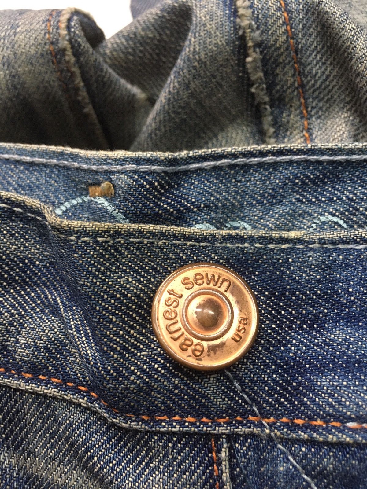 Earnest Sewn × Vintage Vintage earnest sewn distressed jeans usa Size US 33 - 16 Thumbnail