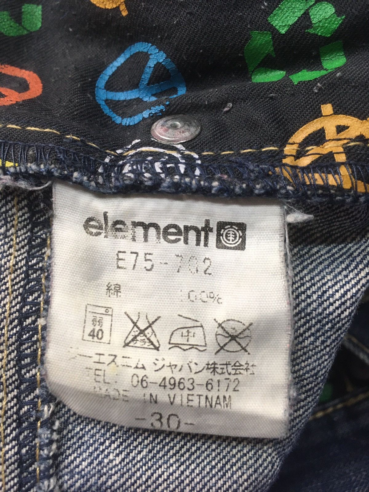 Element × Vintage Vintage elements logo embroidery distressed denim Size US 30 / EU 46 - 18 Thumbnail