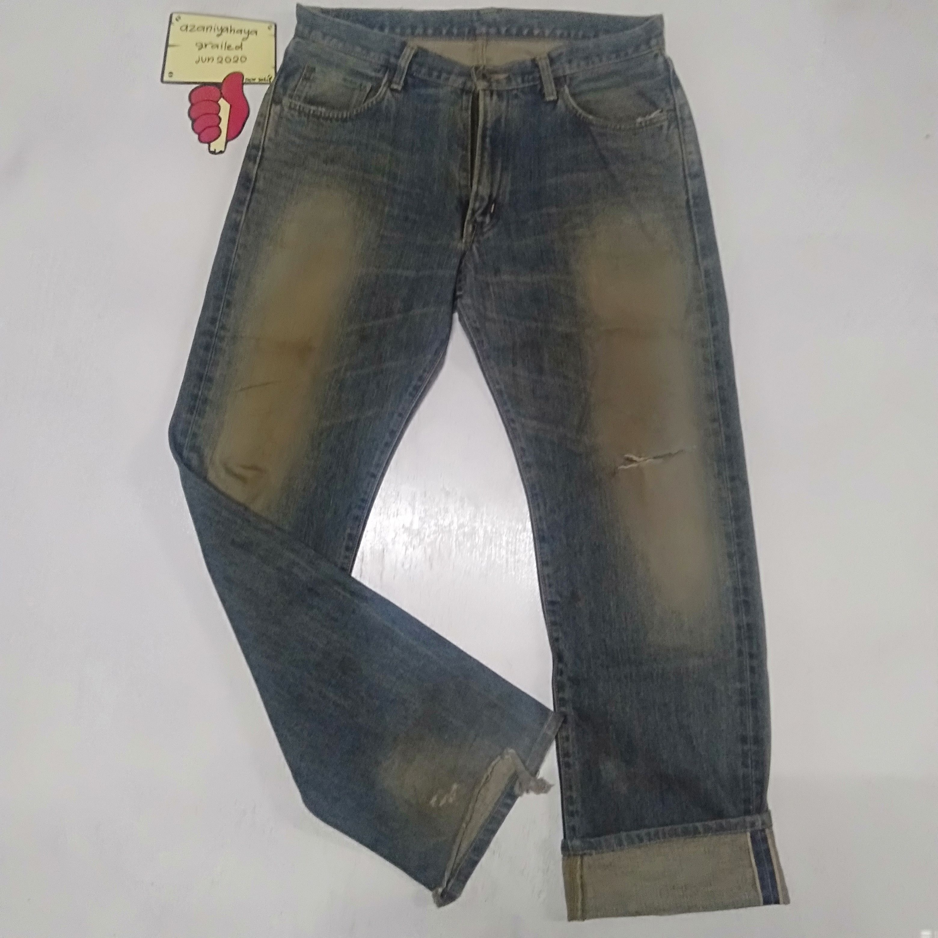 Edwin × Vintage vintage selvedge Edwin lot 505xx blue wash distressed denim Size US 32 / EU 48 - 1 Thumbnail
