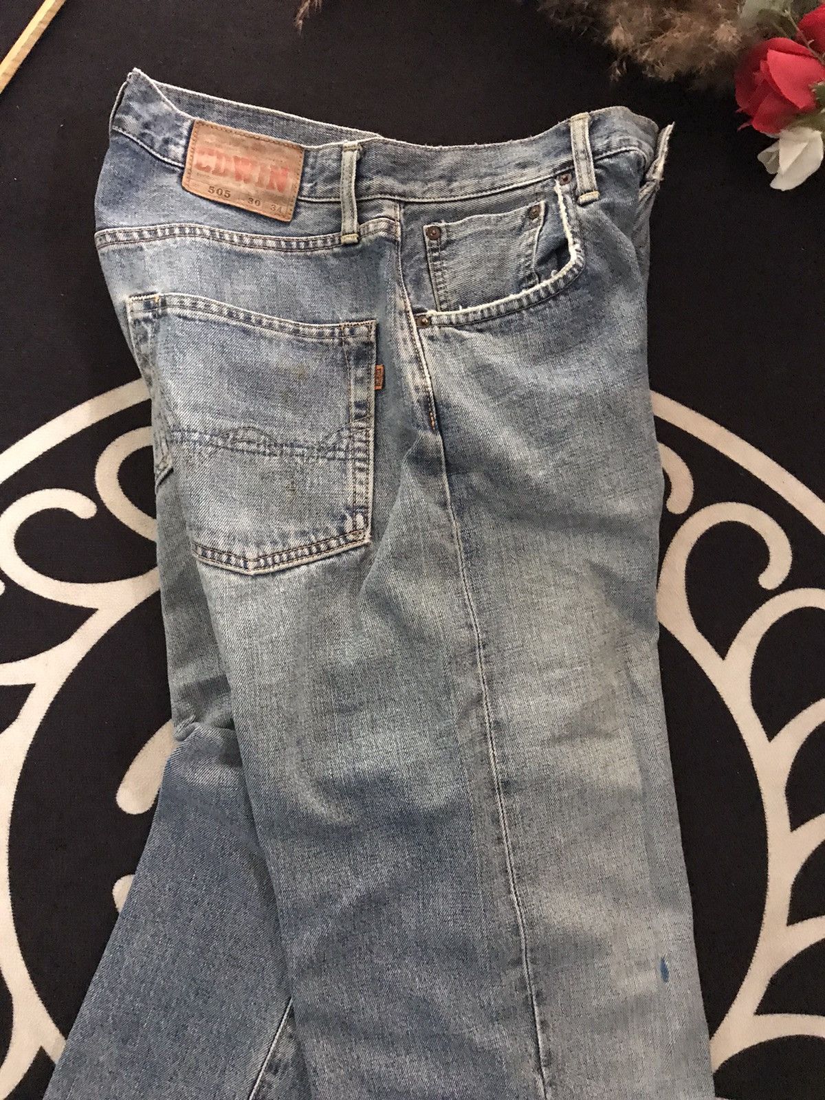 Edwin × Salvage × Vintage VINTAGE SELVAGE EDWIN 505 BLUE WASH DISTRESSED DENIM Size US 30 / EU 46 - 15 Thumbnail