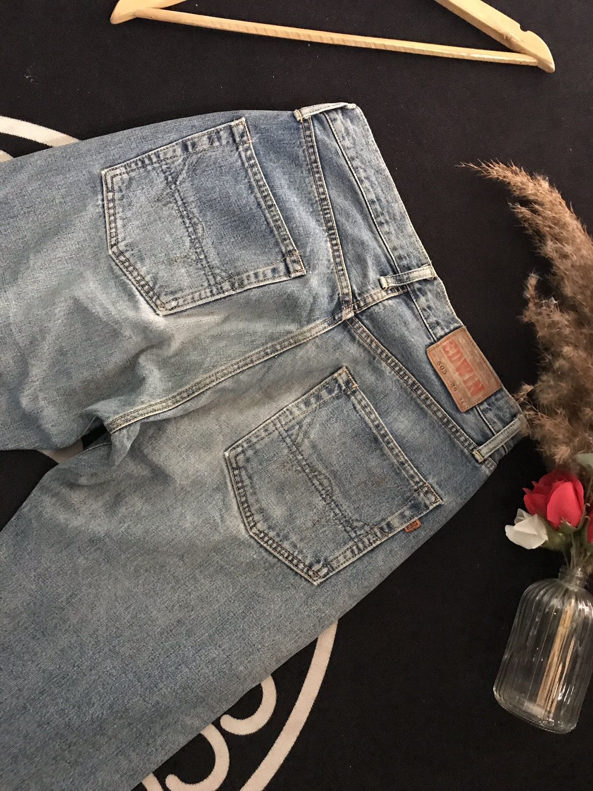 Edwin × Salvage × Vintage VINTAGE SELVAGE EDWIN 505 BLUE WASH DISTRESSED DENIM Size US 30 / EU 46 - 11 Thumbnail