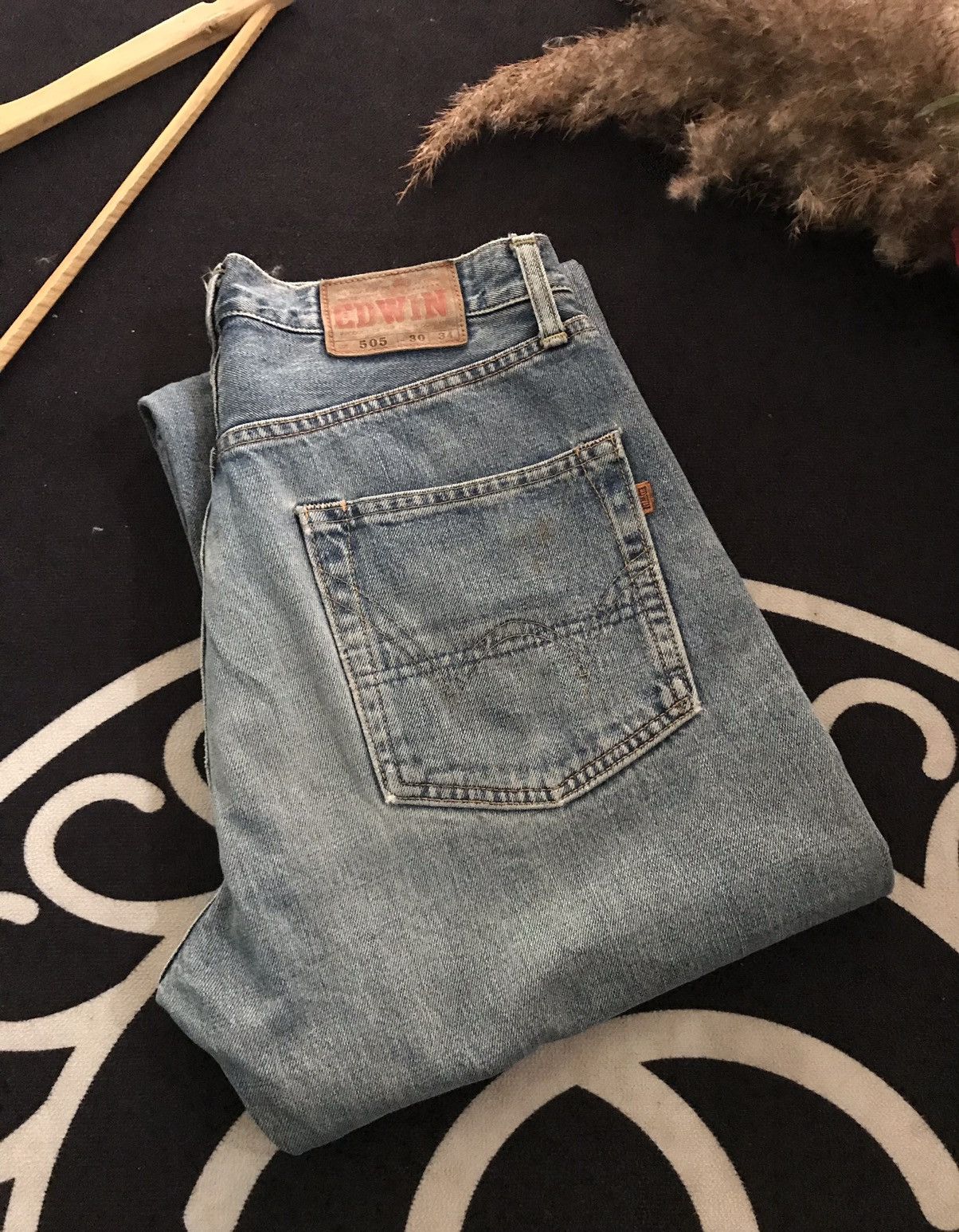 Edwin × Salvage × Vintage VINTAGE SELVAGE EDWIN 505 BLUE WASH DISTRESSED DENIM Size US 30 / EU 46 - 21 Thumbnail