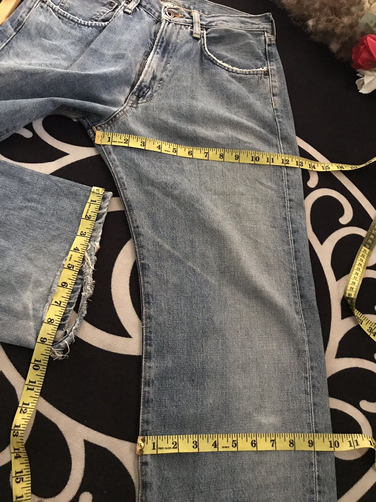 Edwin × Salvage × Vintage VINTAGE SELVAGE EDWIN 505 BLUE WASH DISTRESSED DENIM Size US 30 / EU 46 - 19 Thumbnail