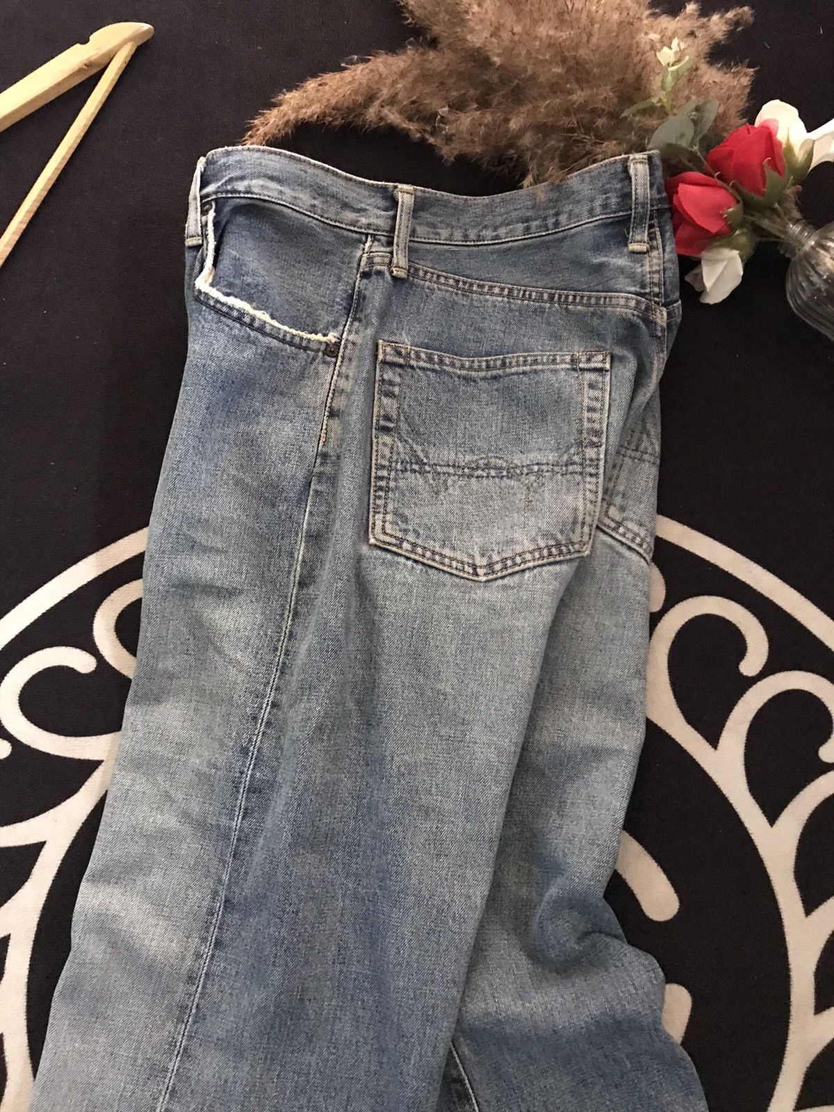 Edwin × Salvage × Vintage VINTAGE SELVAGE EDWIN 505 BLUE WASH DISTRESSED DENIM Size US 30 / EU 46 - 17 Thumbnail